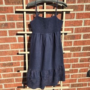 Juicy Couture Linen Navy Blue Embroidered Sundress Small